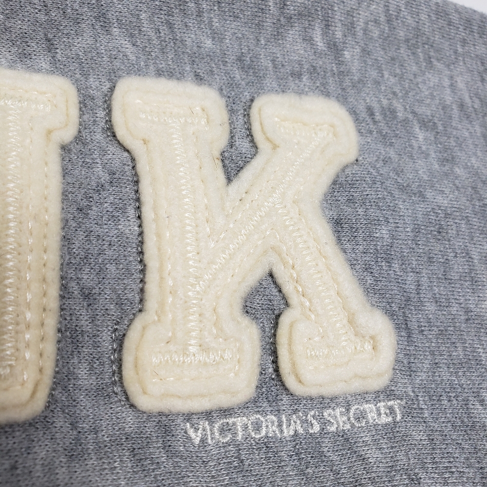 PINK Victoria Secret Gray Hoodie /Kangaroo Pockets Streetwear Grunge Vintage M - Picture 4 of 13
